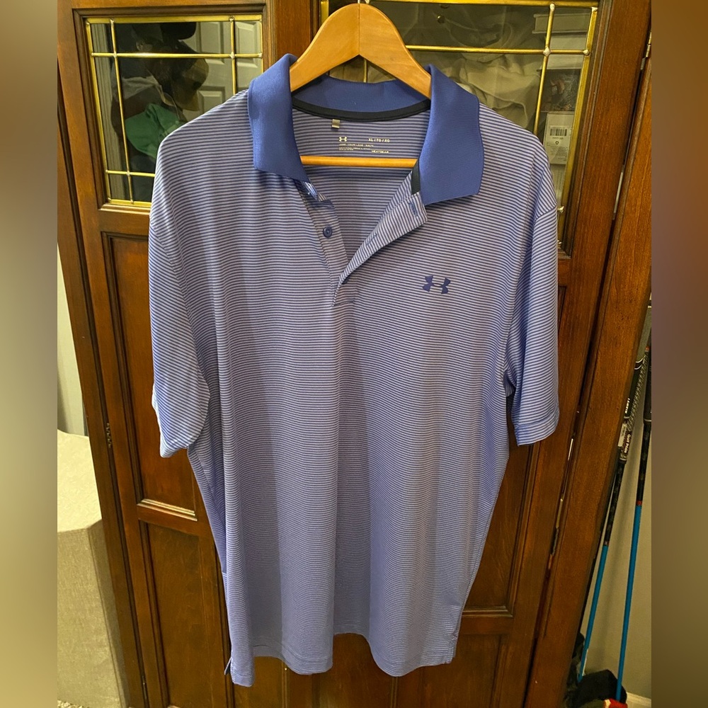 Under Armour Mens HeatGear Purple Golf Polo